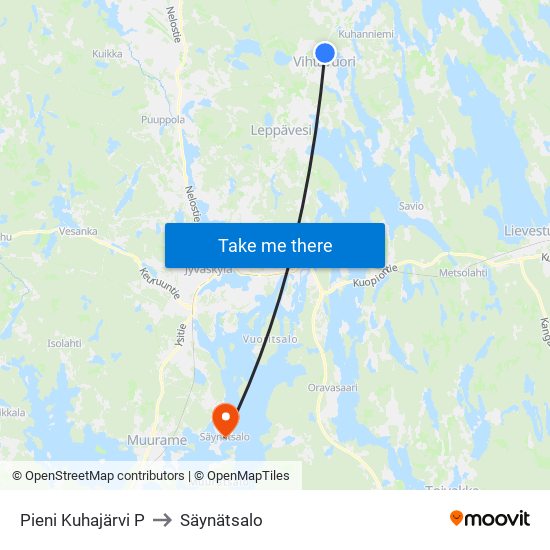Pieni Kuhajärvi P to Säynätsalo map