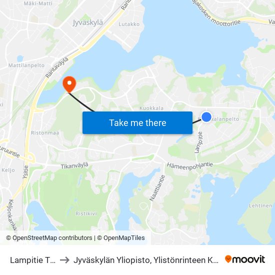 Lampitie Th 1 to Jyväskylän Yliopisto, Ylistönrinteen Kampus map