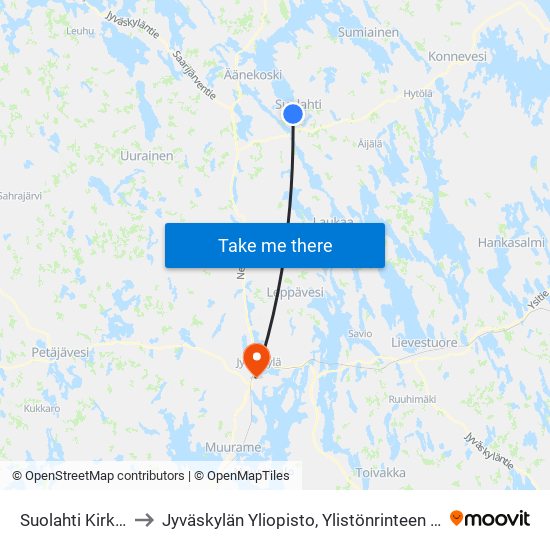 Suolahti Kirkko L to Jyväskylän Yliopisto, Ylistönrinteen Kampus map