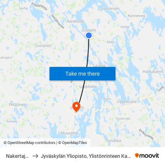 Nakertaja E to Jyväskylän Yliopisto, Ylistönrinteen Kampus map