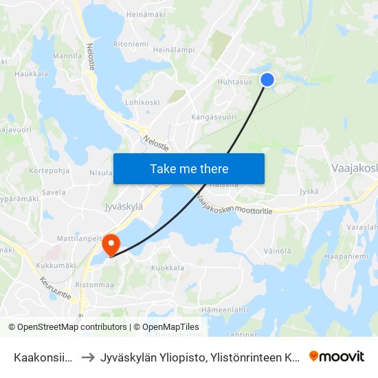 Kaakonsiipi 2 to Jyväskylän Yliopisto, Ylistönrinteen Kampus map