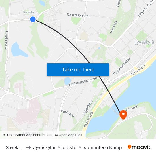 Savela 2 to Jyväskylän Yliopisto, Ylistönrinteen Kampus map