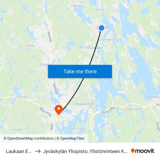 Laukaan Esso to Jyväskylän Yliopisto, Ylistönrinteen Kampus map