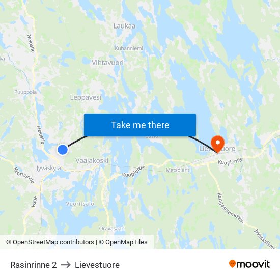 Rasinrinne 2 to Lievestuore map