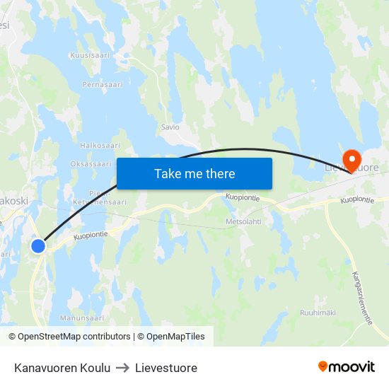 Kanavuoren Koulu to Lievestuore map