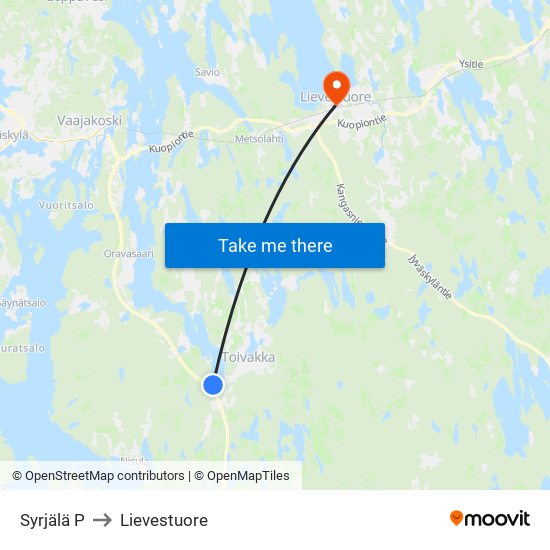 Syrjälä P to Lievestuore map