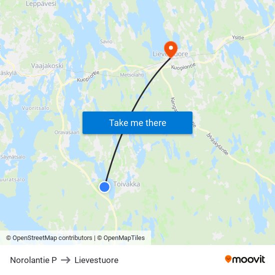 Norolantie P to Lievestuore map