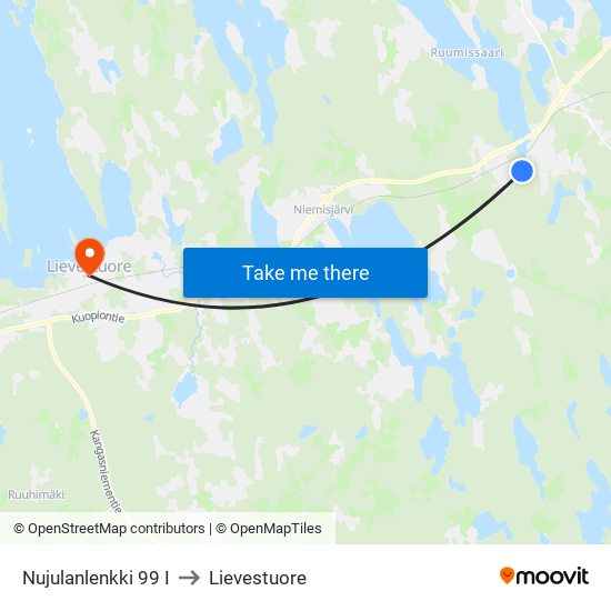 Nujulanlenkki 99 I to Lievestuore map
