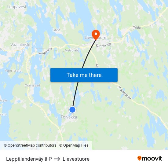Leppälahdenväylä P to Lievestuore map