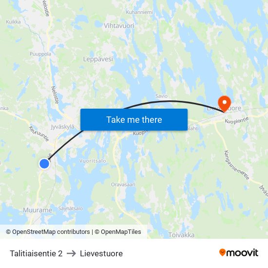 Talitiaisentie 2 to Lievestuore map