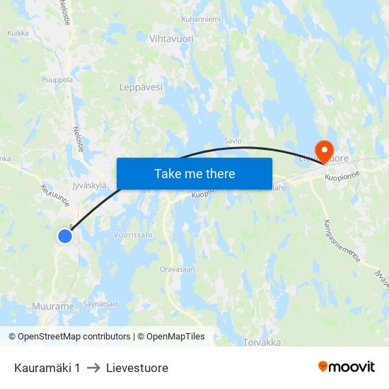 Kauramäki 1 to Lievestuore map