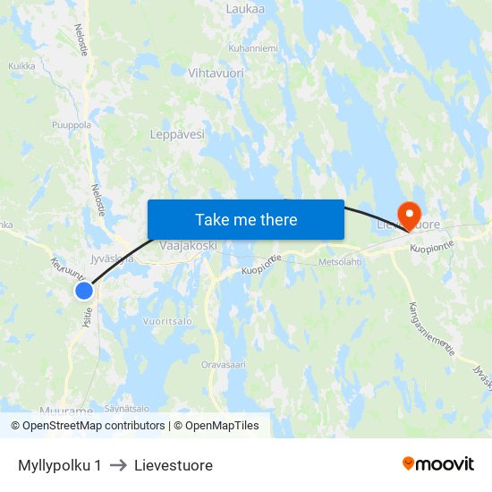 Myllypolku 1 to Lievestuore map
