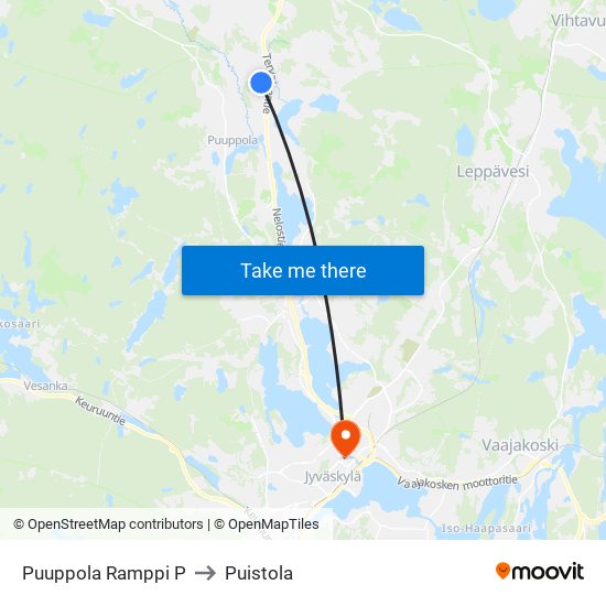 Puuppola Ramppi P to Puistola map