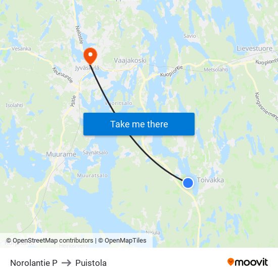 Norolantie P to Puistola map