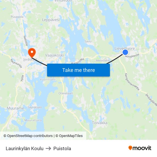 Laurinkylän Koulu to Puistola map