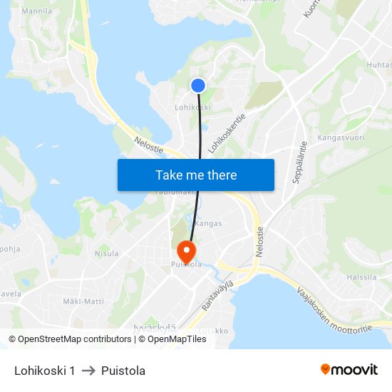 Lohikoski 1 to Puistola map