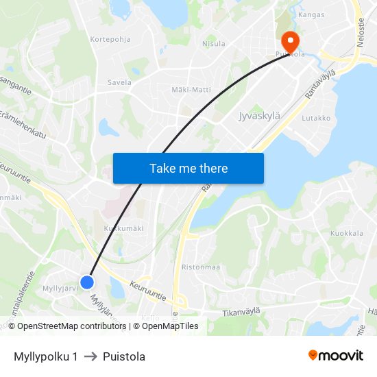 Myllypolku 1 to Puistola map