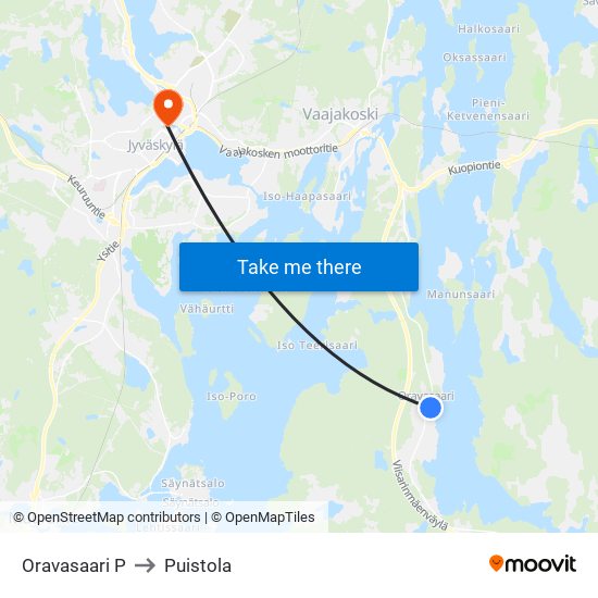 Oravasaari P to Puistola map