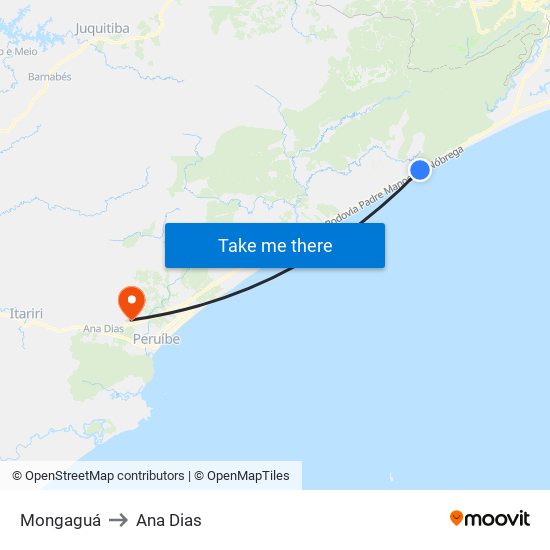 Mongaguá to Ana Dias map