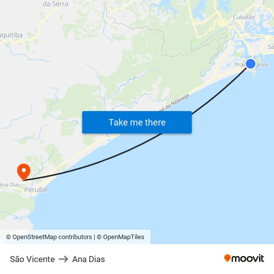 São Vicente to Ana Dias map