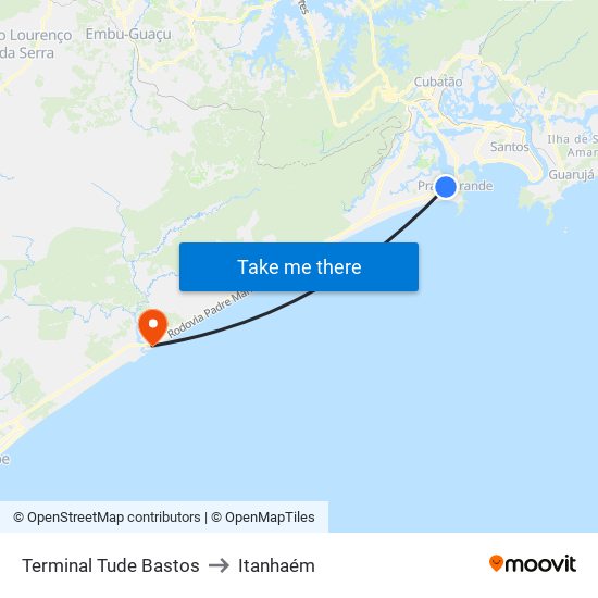 Terminal Tude Bastos to Itanhaém map