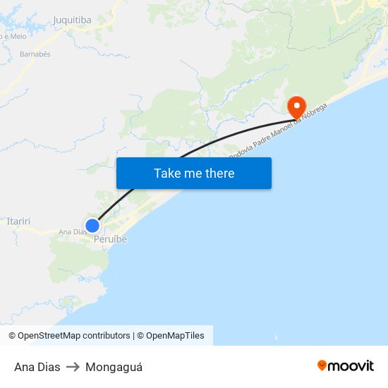 Ana Dias to Mongaguá map