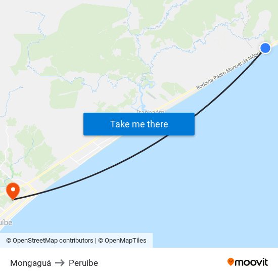 Mongaguá to Peruíbe map