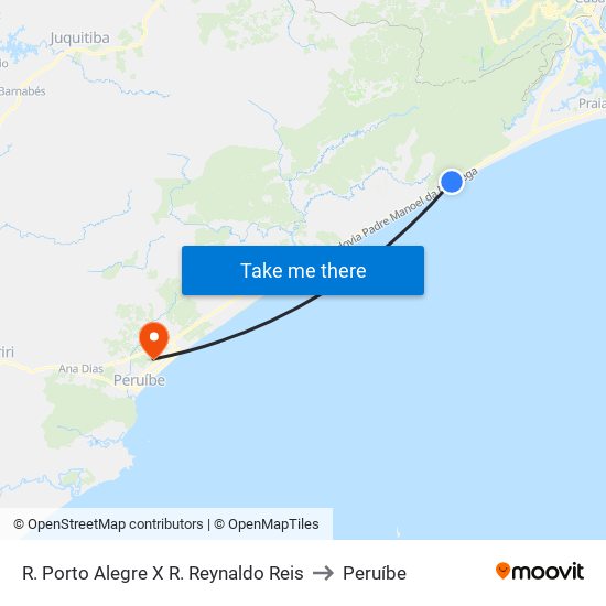 R. Porto Alegre X R. Reynaldo Reis to Peruíbe map