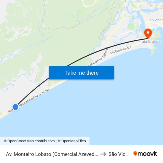 Av. Monteiro Lobato (Comercial Azevedo/Divisa) to São Vicente map