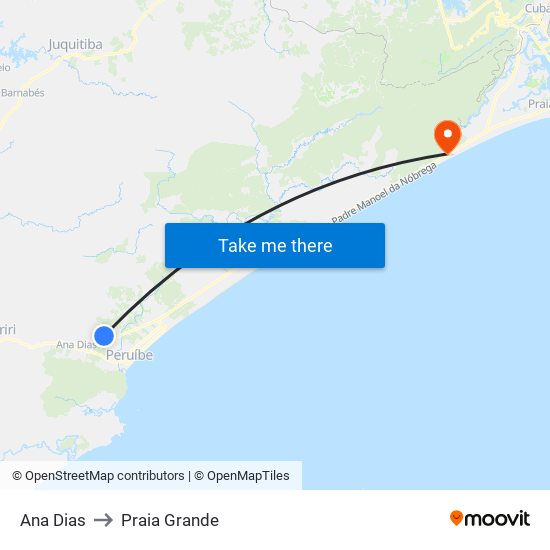 Ana Dias to Praia Grande map