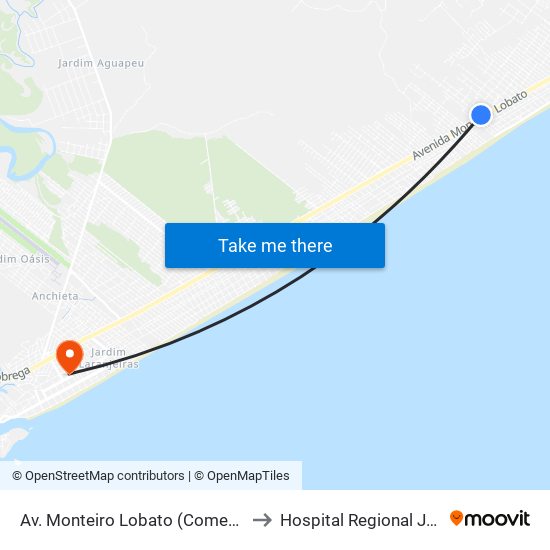 Av. Monteiro Lobato (Comercial Azevedo/Divisa) to Hospital Regional Jorge Rossmann map