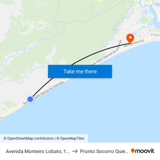 Avenida Monteiro Lobato, 10166 to Pronto Socorro Quietude map