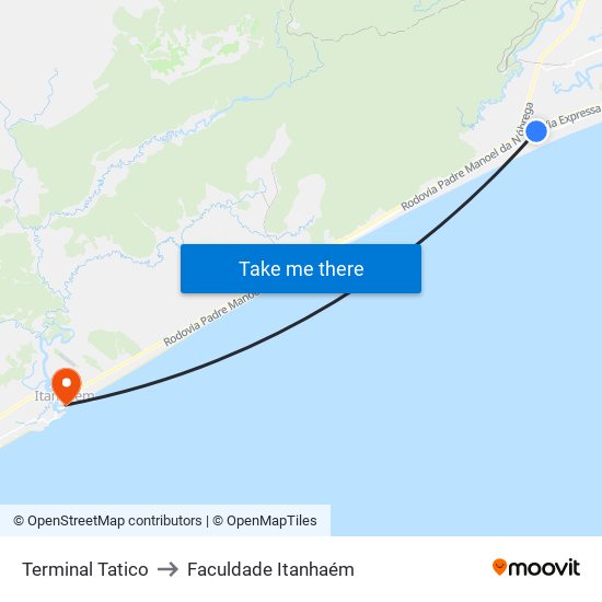 Terminal Tatico to Faculdade Itanhaém map