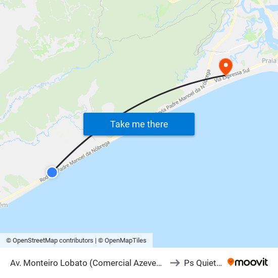 Av. Monteiro Lobato (Comercial Azevedo/Divisa) to Ps Quietude map