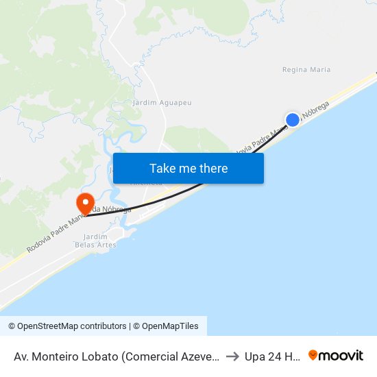 Av. Monteiro Lobato (Comercial Azevedo/Divisa) to Upa 24 Horas map