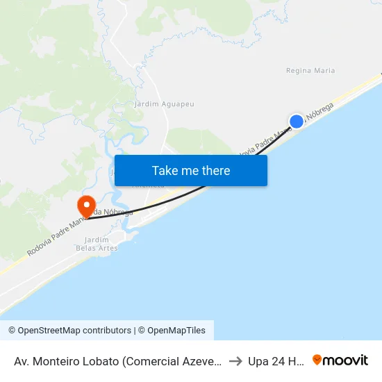 Av. Monteiro Lobato (Comercial Azevedo/Divisa) to Upa 24 Horas map