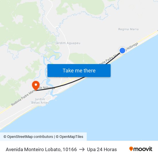 Avenida Monteiro Lobato, 10166 to Upa 24 Horas map
