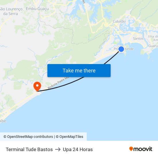 Terminal Tude Bastos to Upa 24 Horas map