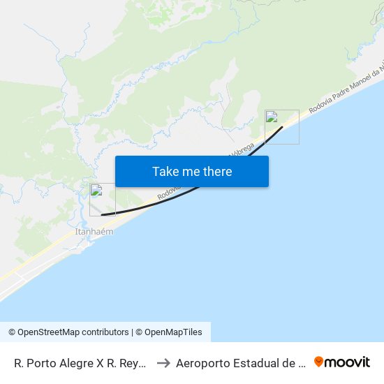 R. Porto Alegre X R. Reynaldo Reis to Aeroporto Estadual de Itanhaém map