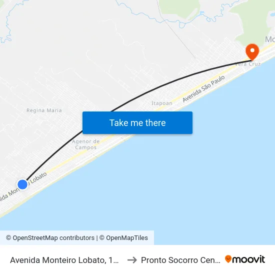 Avenida Monteiro Lobato, 10166 to Pronto Socorro Central map