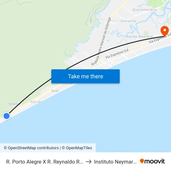 R. Porto Alegre X R. Reynaldo Reis to Instituto Neymar Jr map