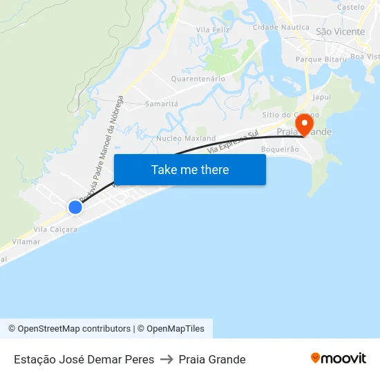 Estação José Demar Peres to Praia Grande map