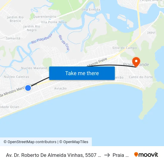 Av. Dr. Roberto De Almeida Vinhas, 5507 - Vila Tupi, Praia Grande to Praia Grande map