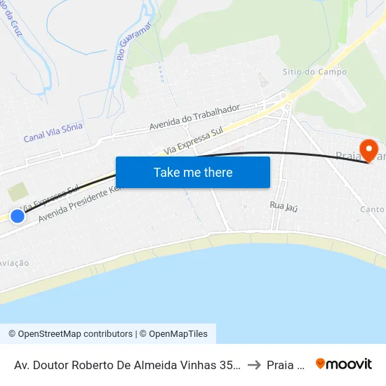 Av. Doutor Roberto De Almeida Vinhas 3591 - Aviação, Praia Grande to Praia Grande map