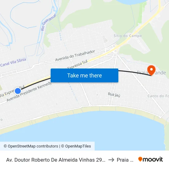 Av. Doutor Roberto De Almeida Vinhas 2904 - Aviação, Praia Grande to Praia Grande map