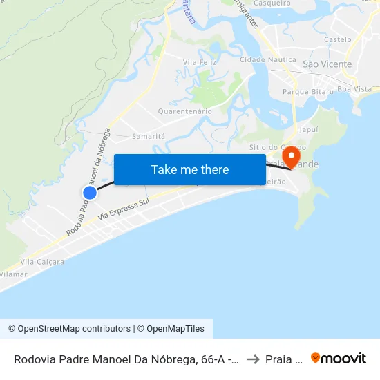 Rodovia Padre Manoel Da Nóbrega, 66-A - Balneario Flórida, Praia Grande to Praia Grande map