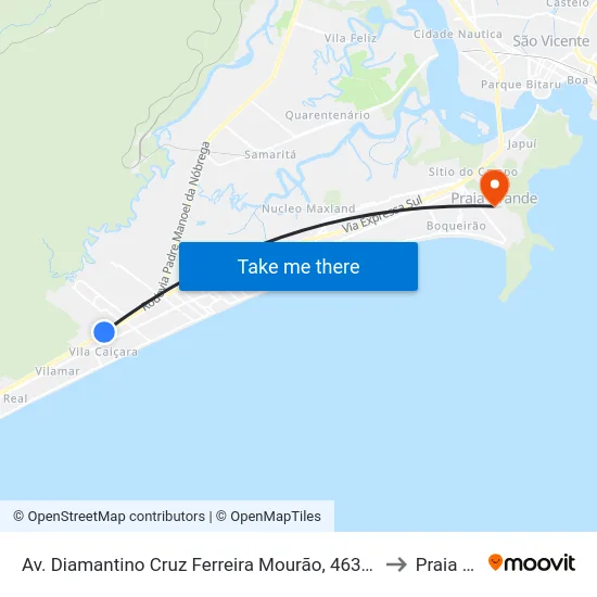 Av. Diamantino Cruz Ferreira Mourão, 4631 - Jardim Melvi, Praia Grande to Praia Grande map