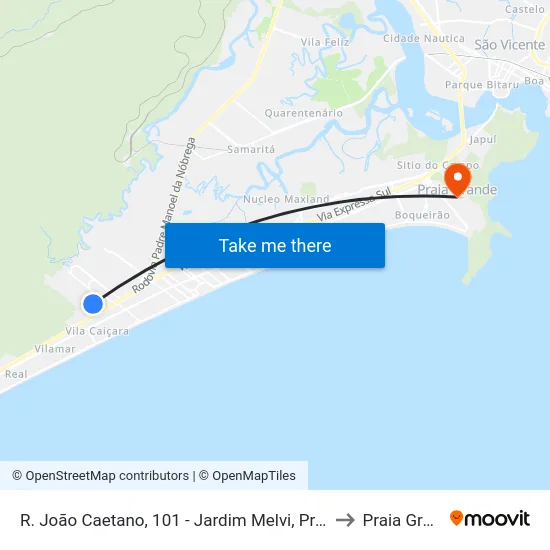 R. João Caetano, 101 - Jardim Melvi, Praia Grande to Praia Grande map