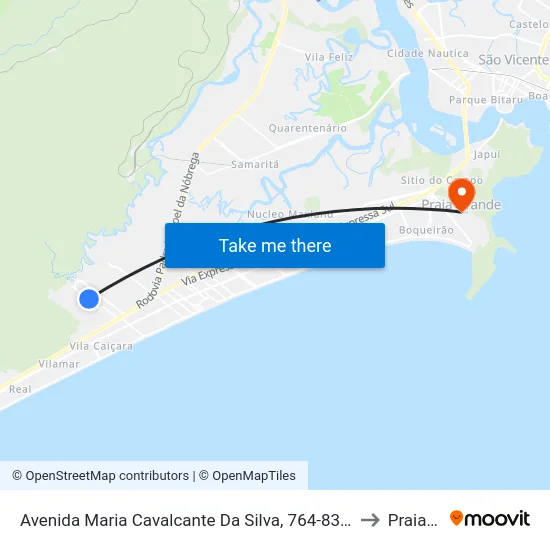 Avenida Maria Cavalcante Da Silva, 764-834 - Jardim Samambaia, Praia Grande to Praia Grande map