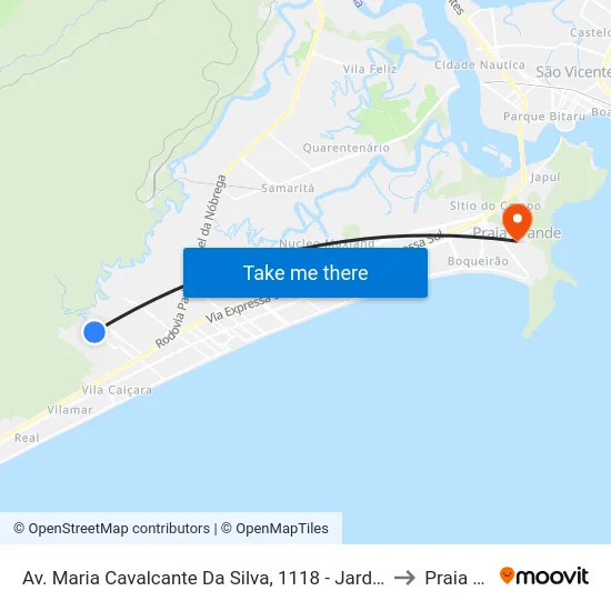 Av. Maria Cavalcante Da Silva, 1118 - Jardim Samambaia, Praia Grande to Praia Grande map